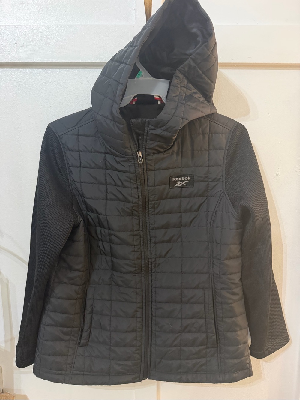 Reebok Black Quilted Hooded Puffer Jacket